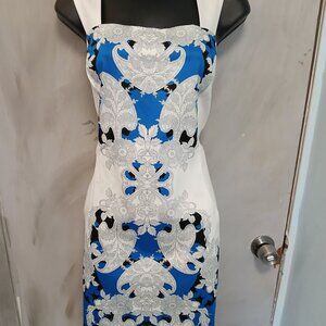 Worthington Blue and White Sheath Midi Dress